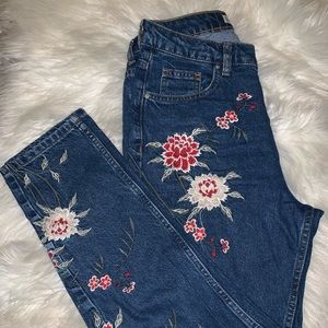 Topshop Embroidered Mom Jean